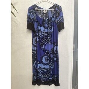 Olivia Matthews‎ Dress Womens 16 Career Office Midi Shift Sheath Shades Of Blue
